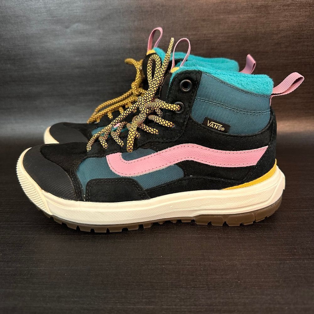 Vans Women's Lace-Up Boots in Black, Teal, Pink
